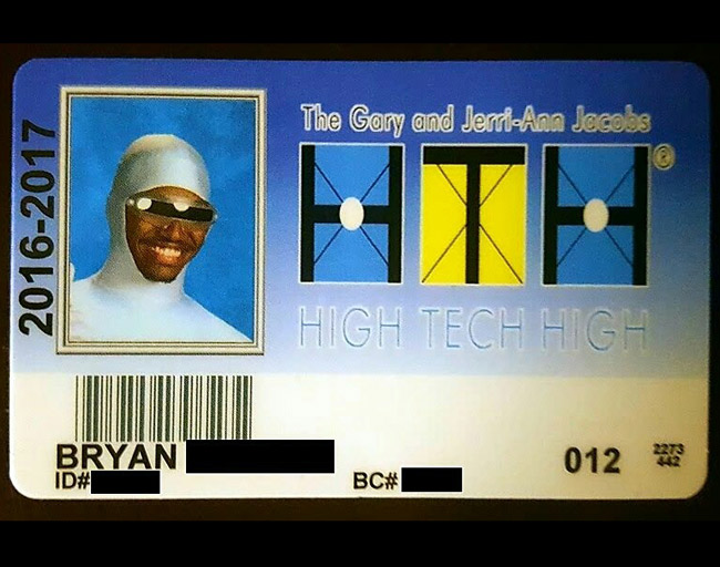 My kid's actual High School ID