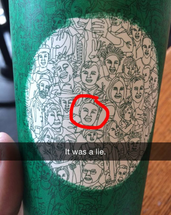 They said the new Starbucks cup art was made with one line but...