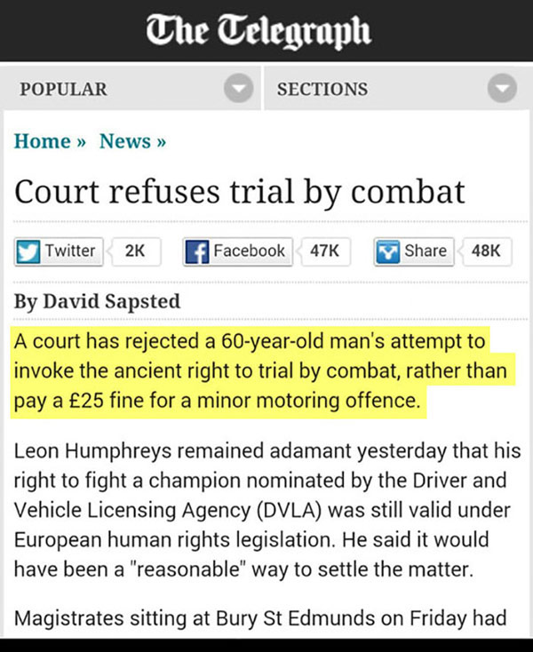 I Choose Trial By Combat!