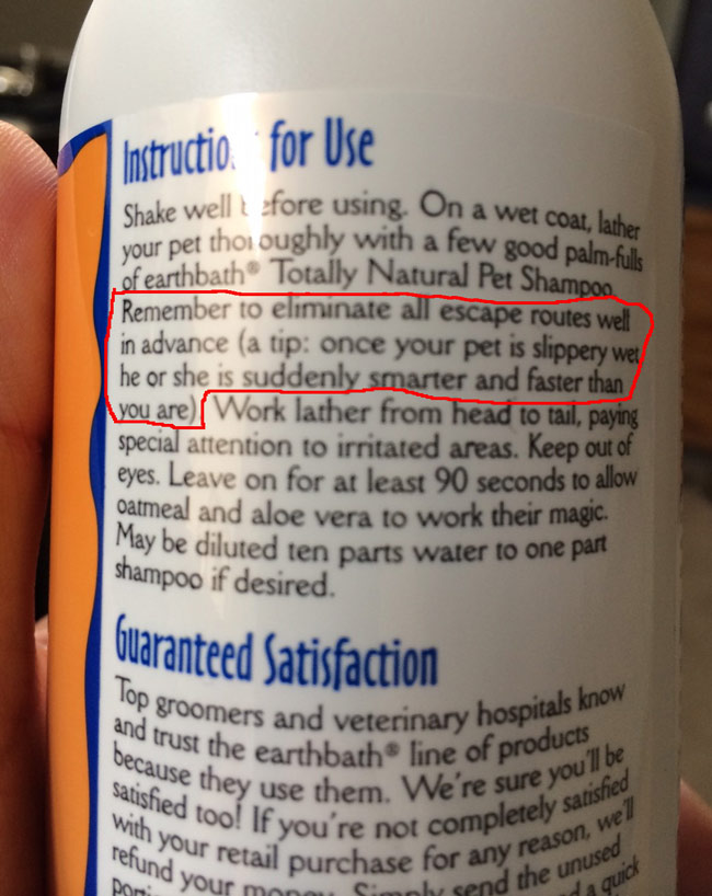 Instruction for use Dog shampoo