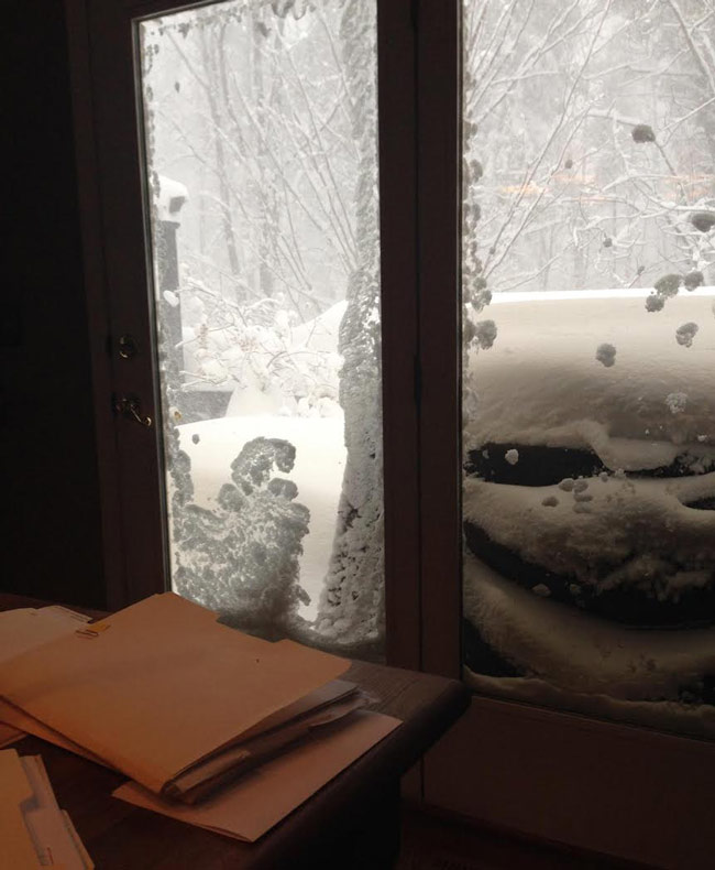 Snow monster outside my house wants me to come out and play