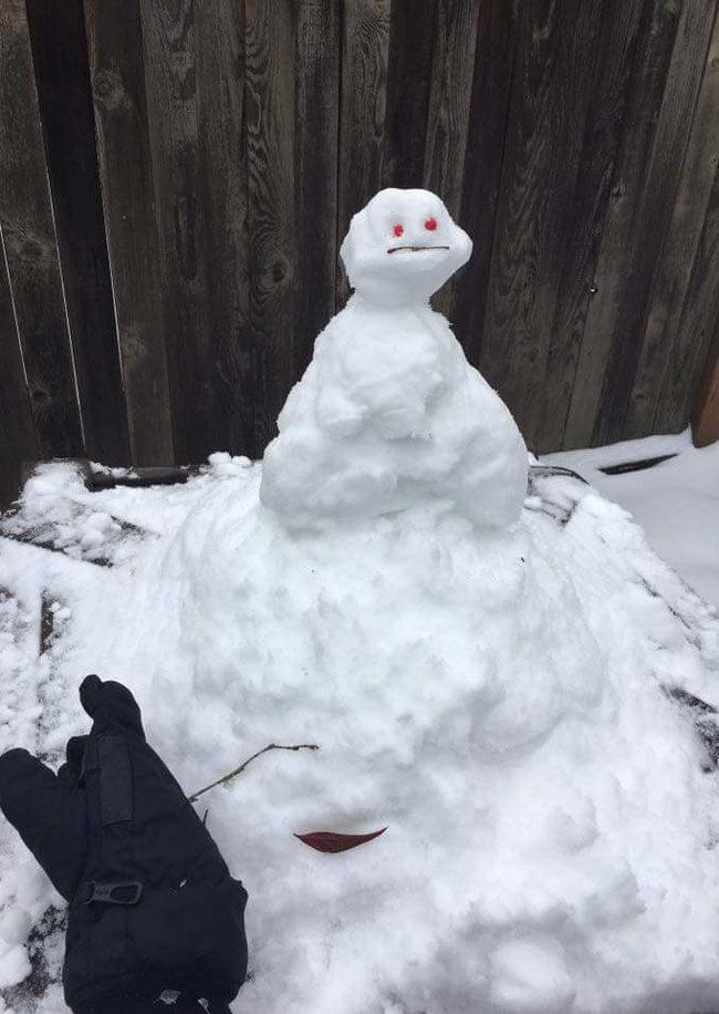 Tried to make a happy snowman. Turns out it was as apathetic as I am about its existence..