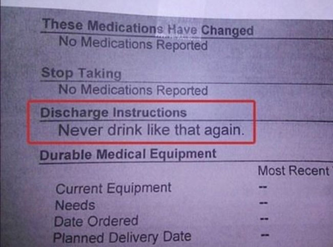 No sugar coating these discharge instructions