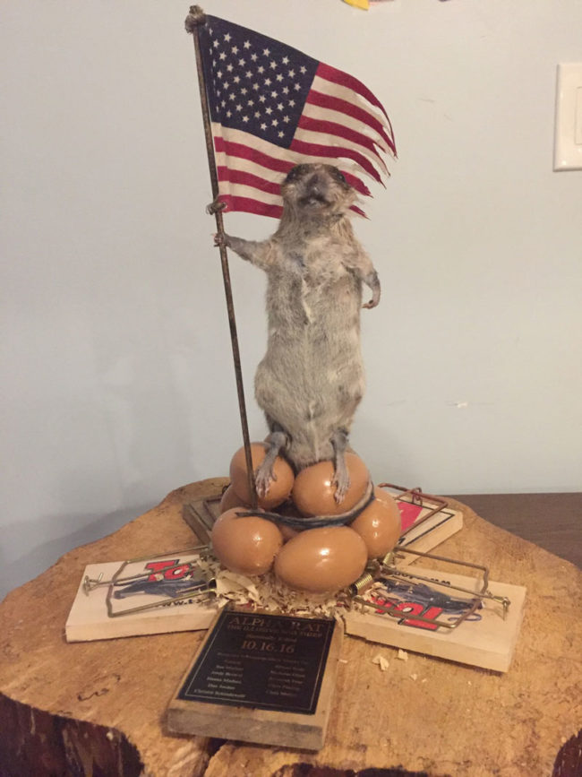Battled an egg stealing rat for months. Once caught, I gave it the memorial it deserved