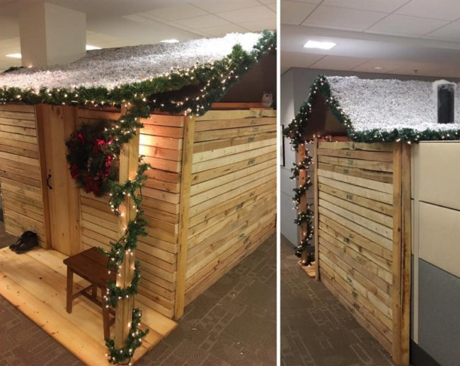 This office worker really likes Christmas
