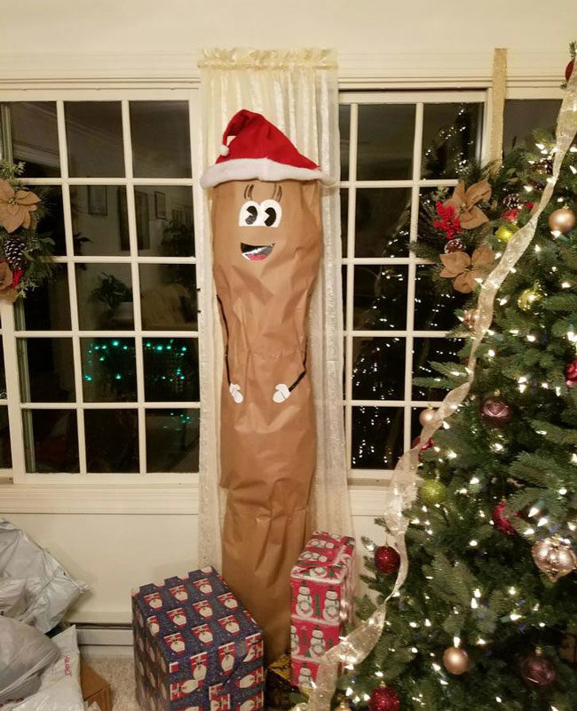 How my mom wrapped my sister's rug for Christmas