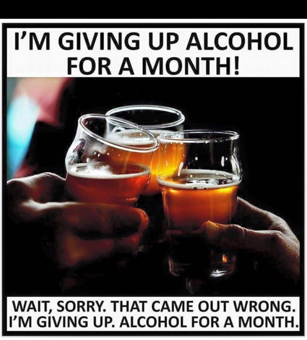 I'm giving up alcohol for a month