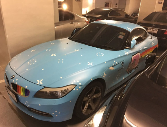 Spotted a Nyan cat BMW at my local mall