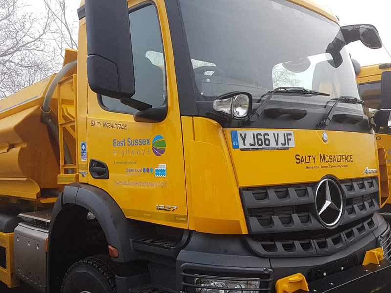 The newest gritter in the East Sussex fleet; Salty McSaltface