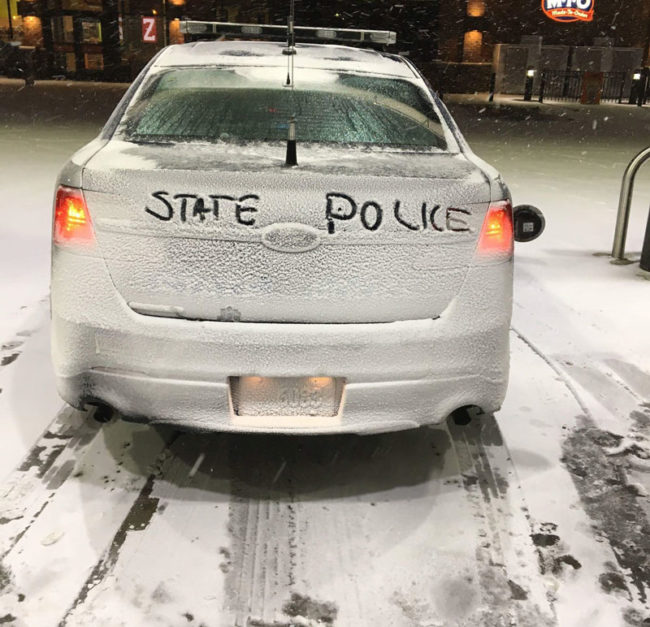 Virginia State Police in the snow storm