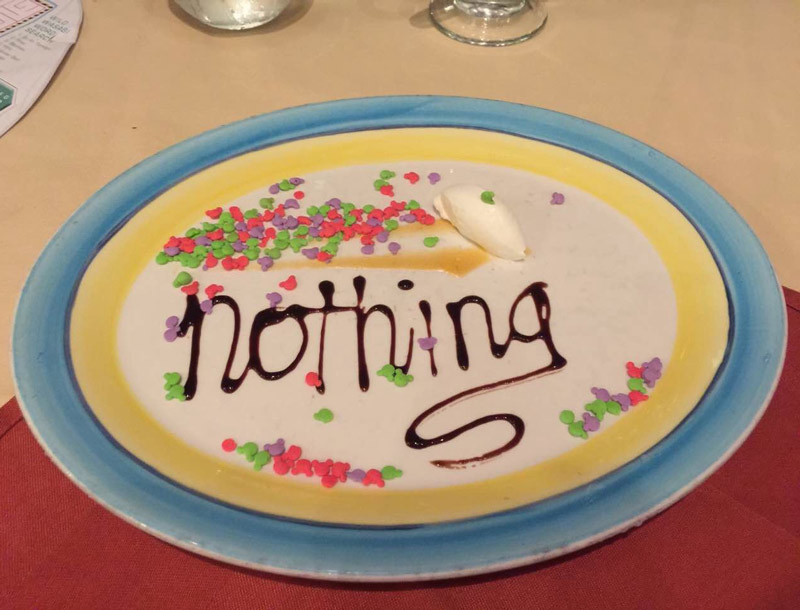 Asked for "nothing" as dessert on a Disney cruise. Got this masterpiece