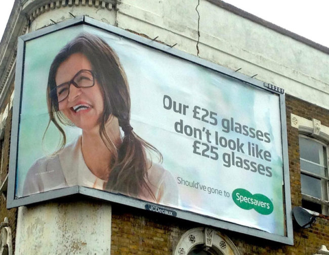 How not to design a glasses advertisement