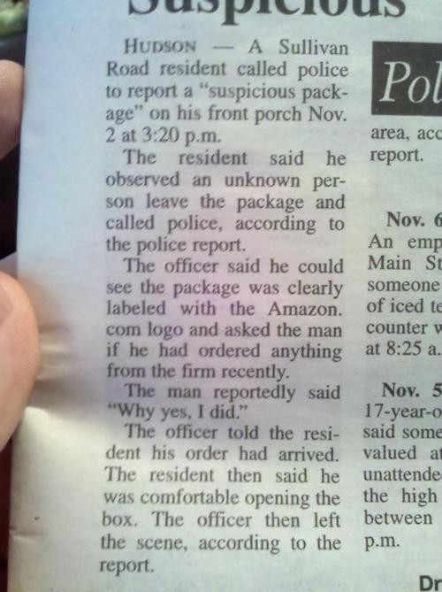 Suspicious package.