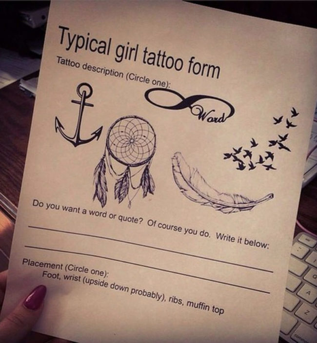 Typical girl tattoo form