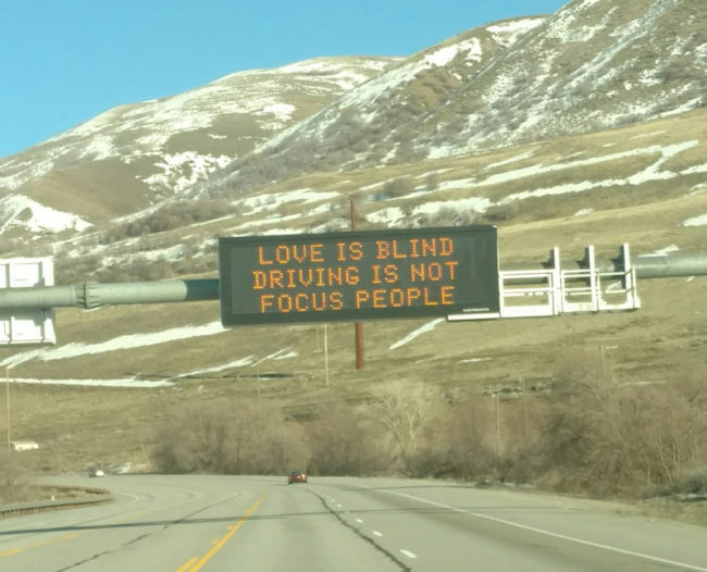 Valentine's Day message from the Utah DOT!