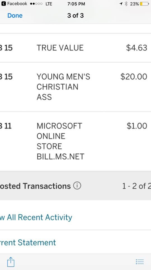 Purchased something from the YMCA, it uhh... doesn't look good on my purchase history