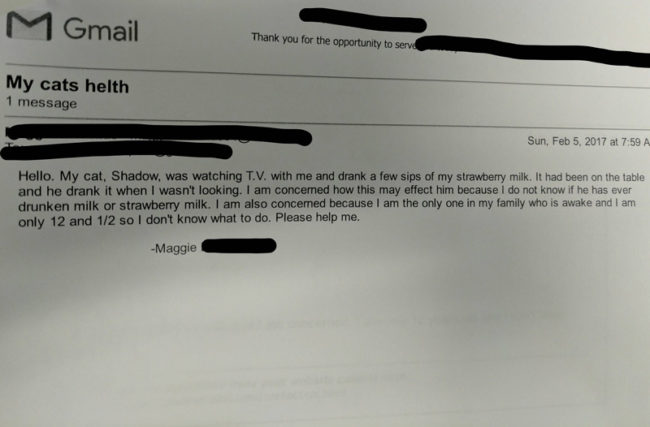 An email we got this morning at the Animal Hospital I work at