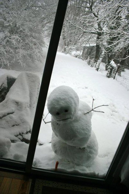 This snowman won't leave us alone. He's creeping us out