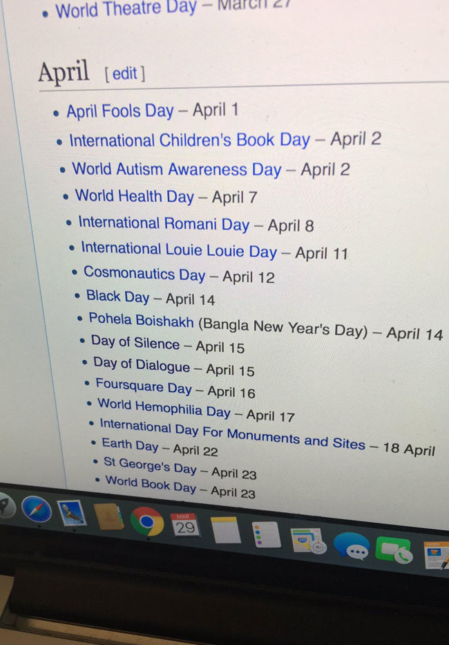 Looking at a list of key dates coming up. April the 15th is going to be tough...