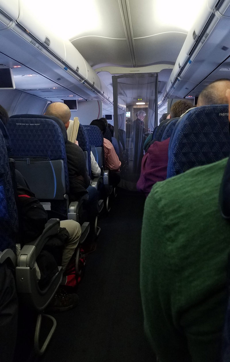 First classer said loud enough for us lowlives to hear, "umm I pay to be separated from economy, can you please out up the privacy screen"...Needless to say, there were audible laughs from economy