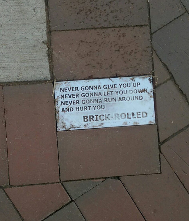 Someone filled in a missing brick with this