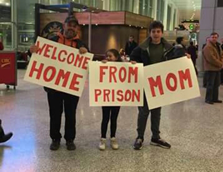 My friend just got home from a trip. This was her family greeting her at the airport