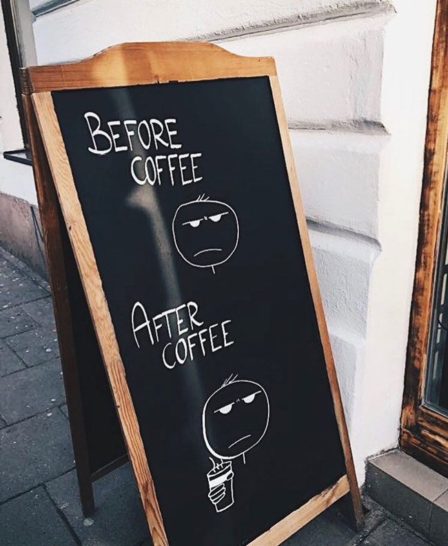 Before and after coffee, spotted in Krakow