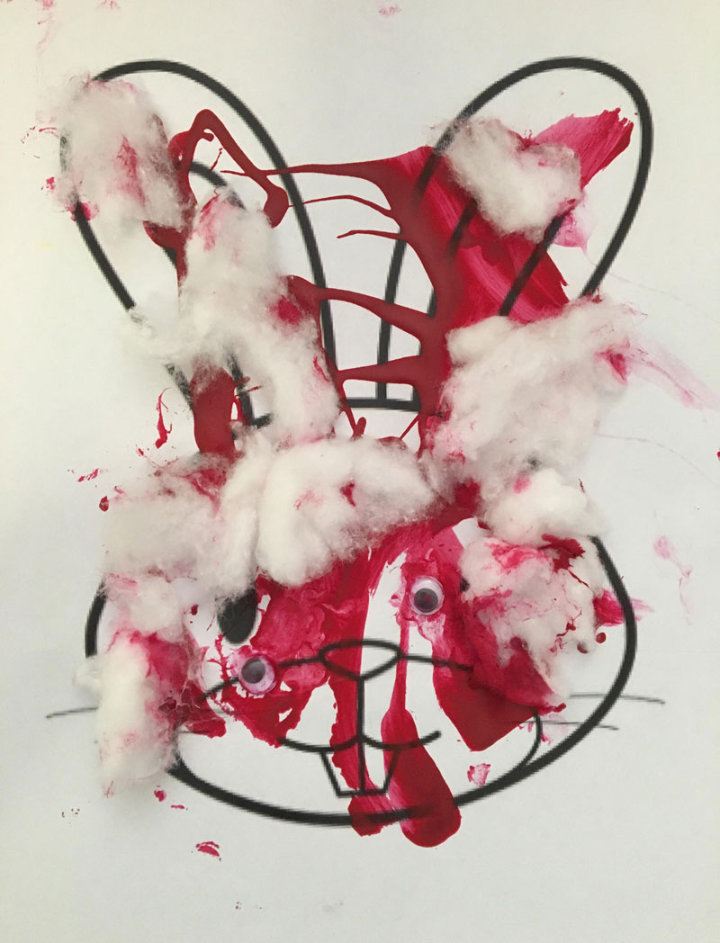This Easter Bunny painting from the daycare I work at looks straight out of a slasher movie