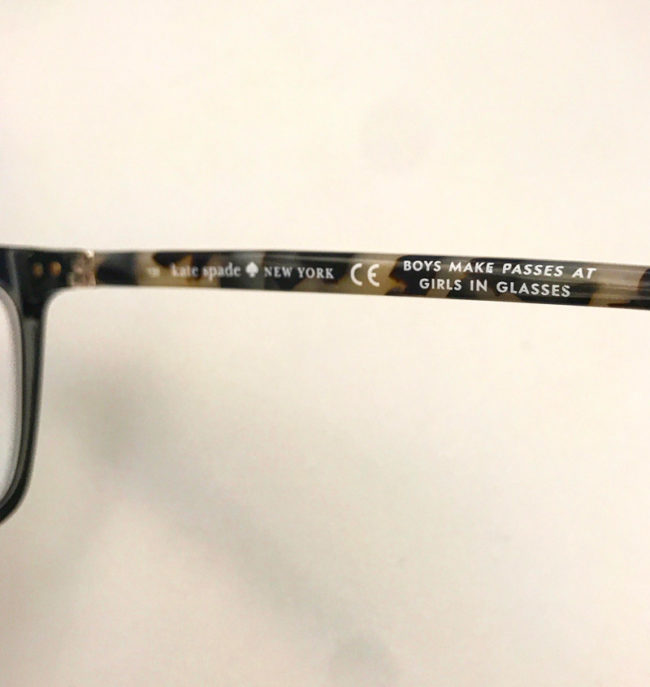My new glasses have a cute little message