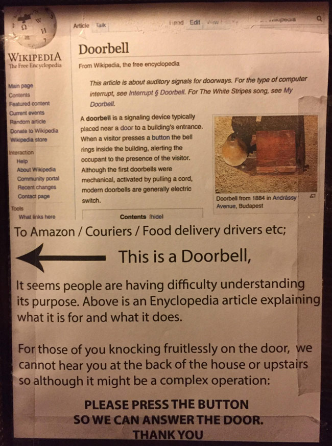 Housemate put this sign on our door after Amazon repeatedly posted "sorry we missed you" cards whilst we were home