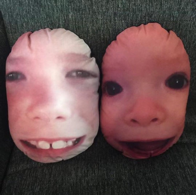 My nephew's faces on pillows for a Mother Day gift was a great idea in theory