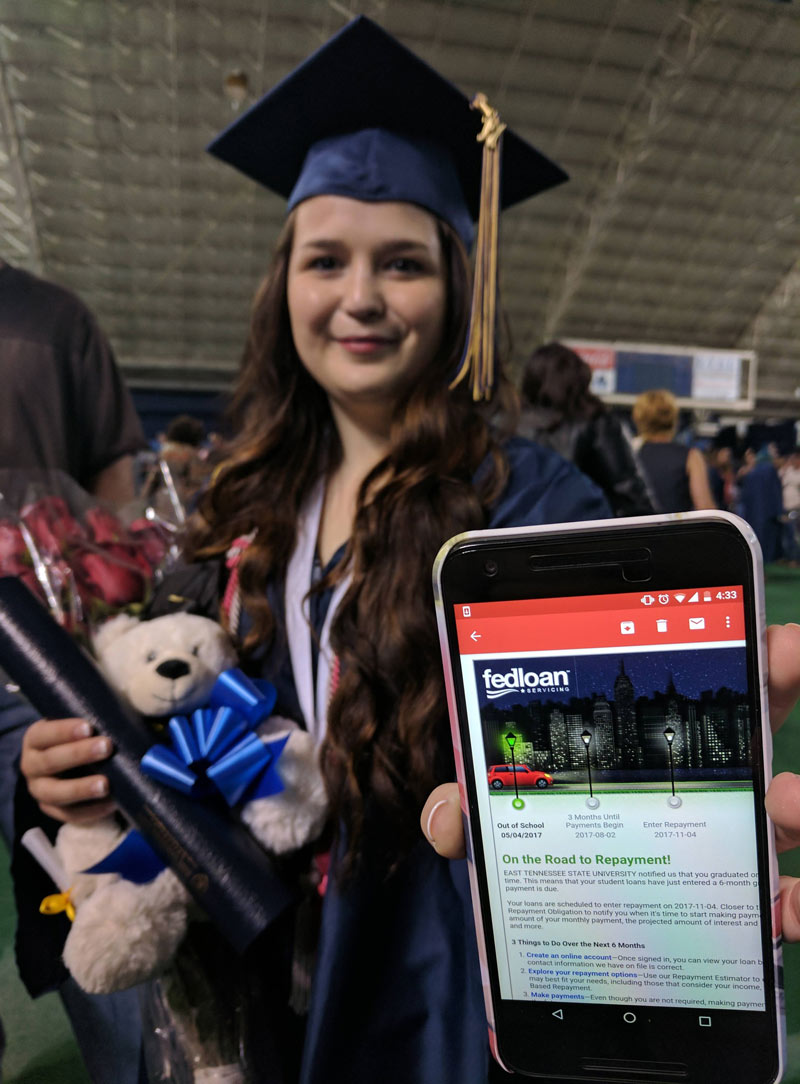 Fiancée got her Student Loan repayment email...while attending her college graduation