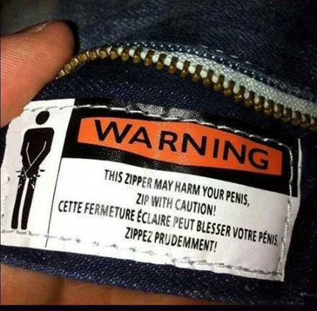 Zipper warning
