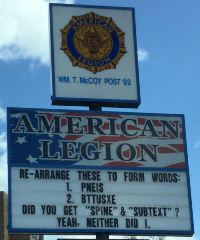 Billboard at a local veterans association