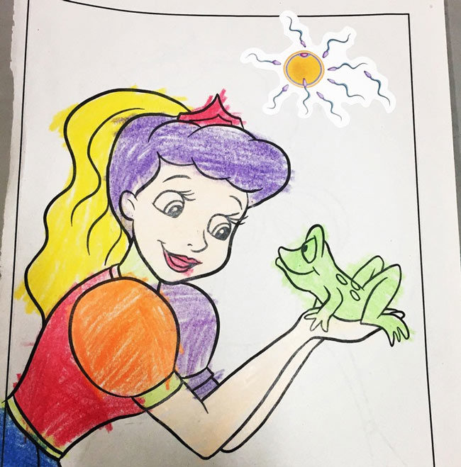 One of my GF's kindergarten students added a sticker they found to their coloring book yesterday