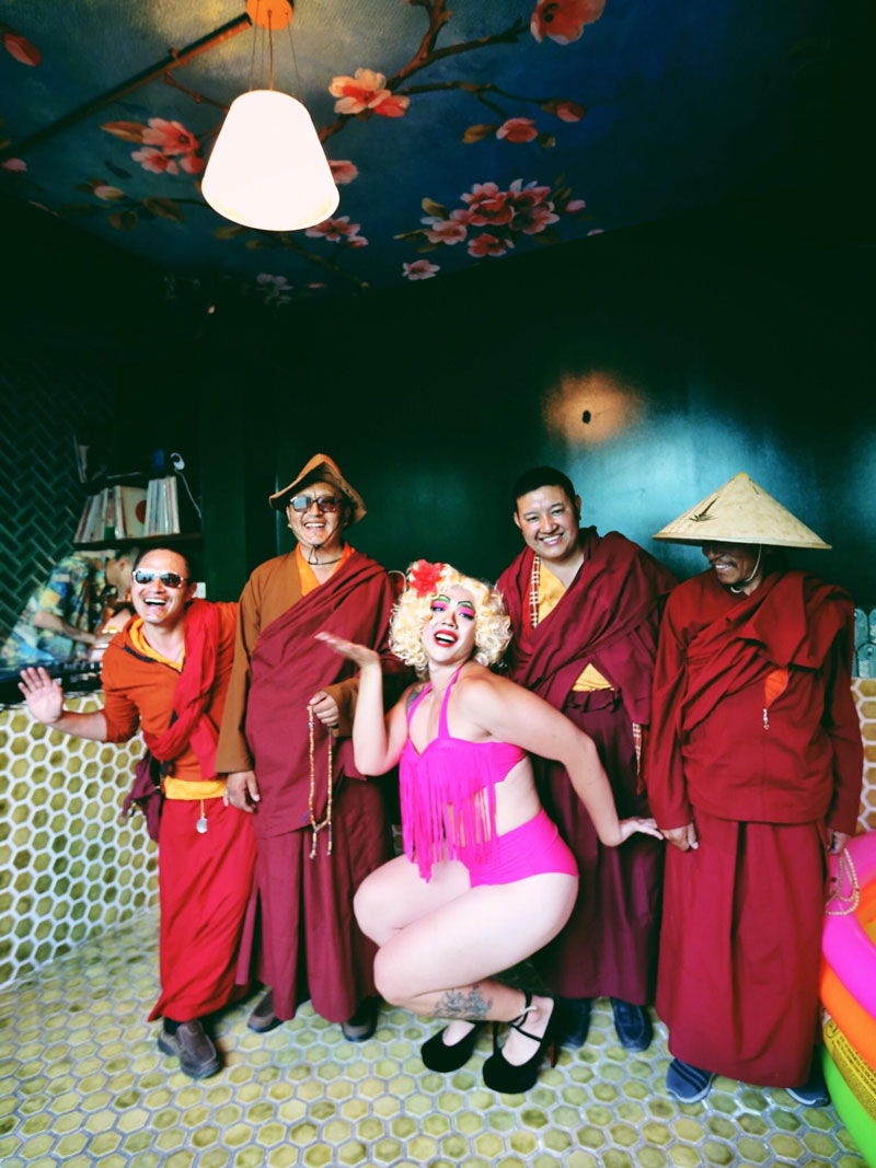 4 random Tibetan monks came into my drag show in Beijing after hearing music and laughter. The rest just happened naturally. The guy on the left is a natural