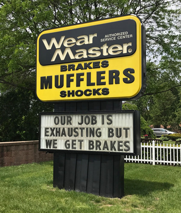 Muffler shop understands dad jokes