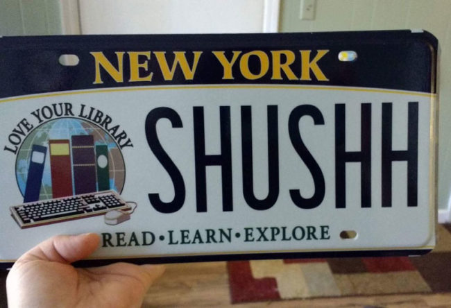 My wife, the librarian, received her new vanity plates yesterday