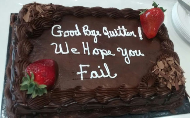 My girlfriend got a new job. Cake from her old boss