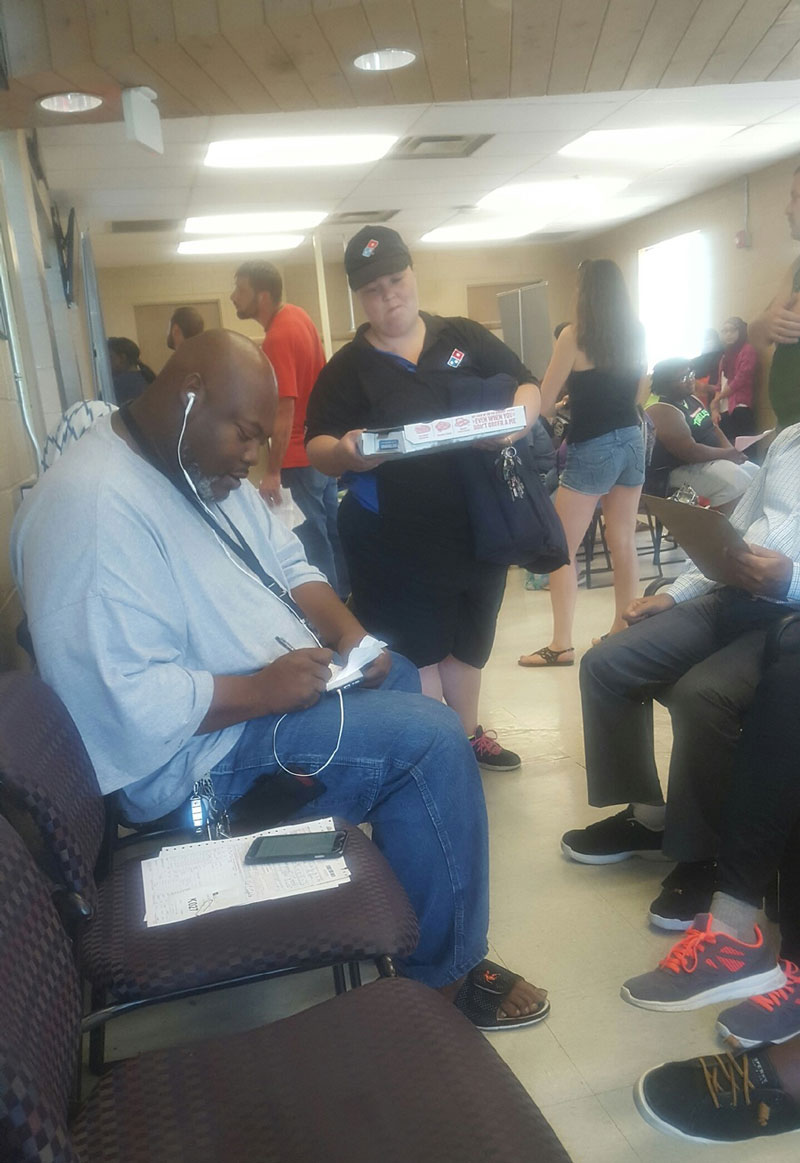 My friend sent me this while at the DMV. This guy got fed up with waiting so he ordered a pizza