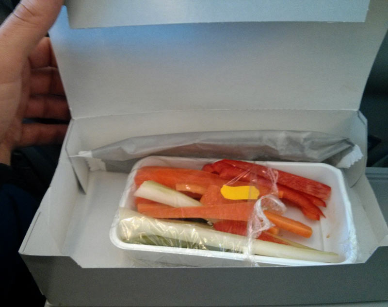 I booked my flight online and chose the "Vegetarian Oriental" meal. This is what I got