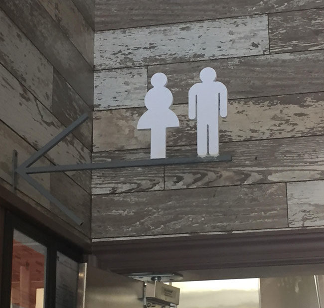 This bathroom is for men and... trees?