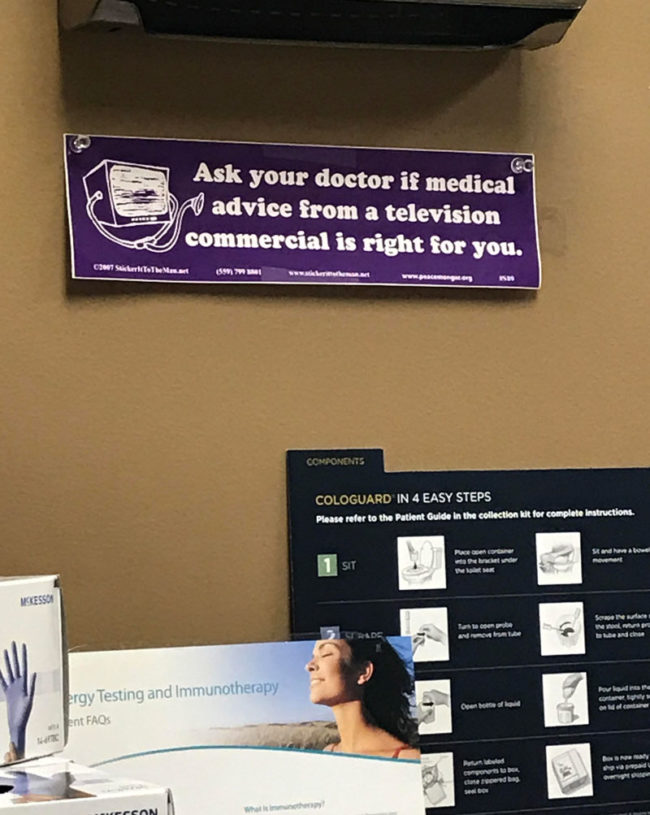 Turning the tables on pharmaceutical commercials (seen in my doctor's office)