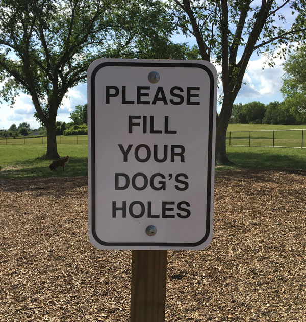 This dog park sign