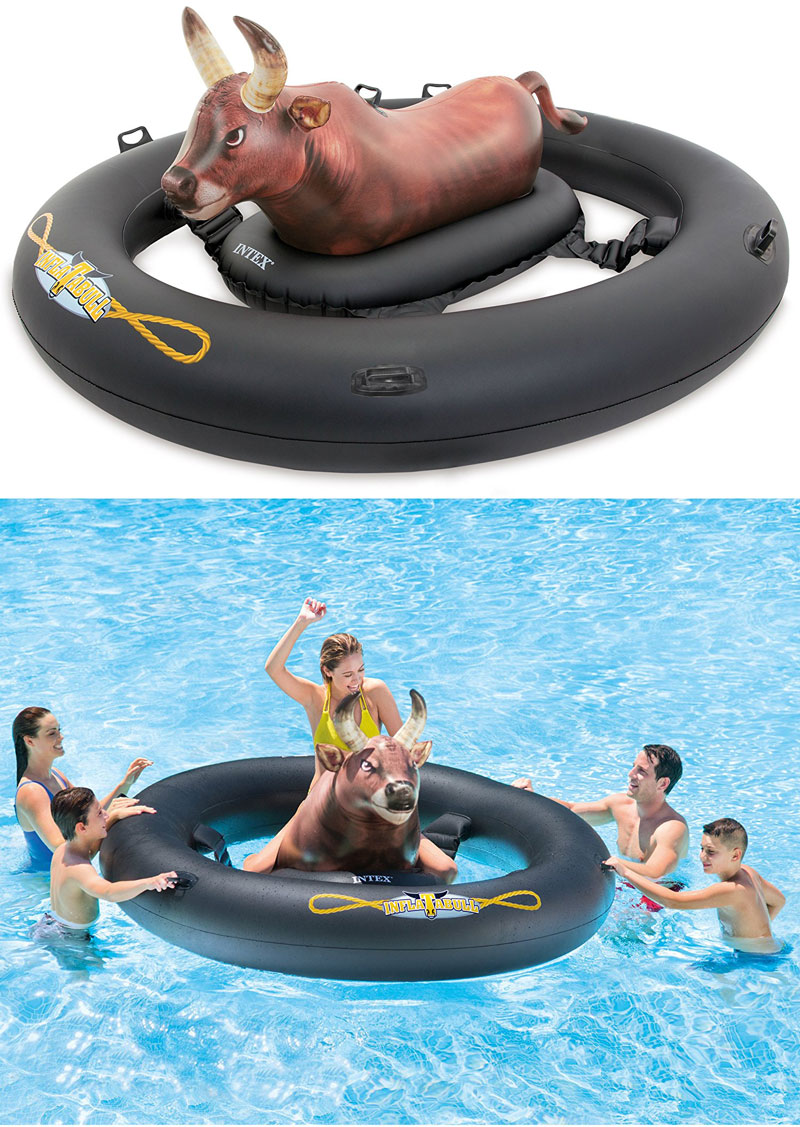 Bull riding pool float