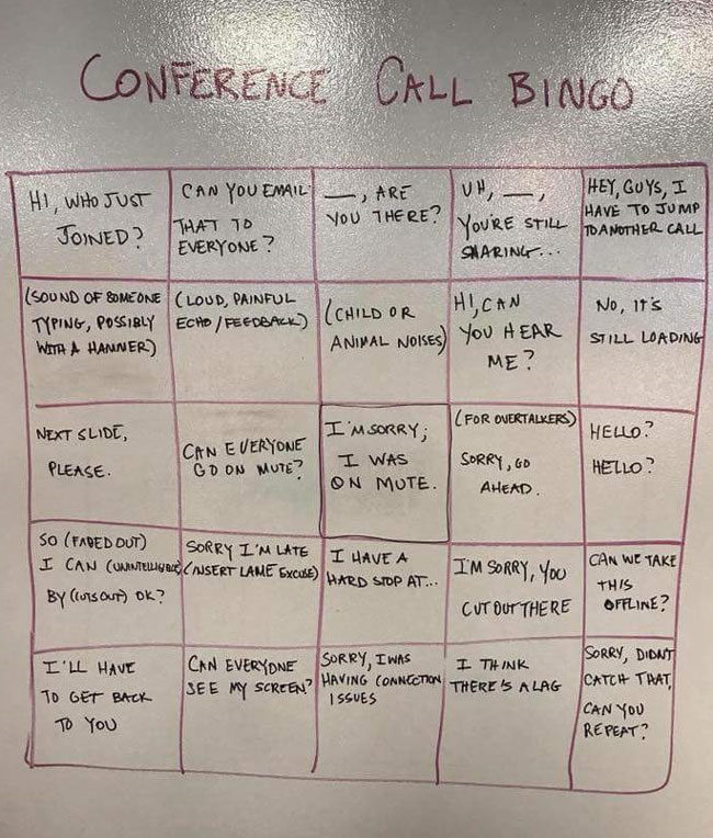 Conference call bingo, anyone?