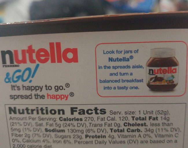 So is Nutella telling me to change my breakfast from healthy to fat?