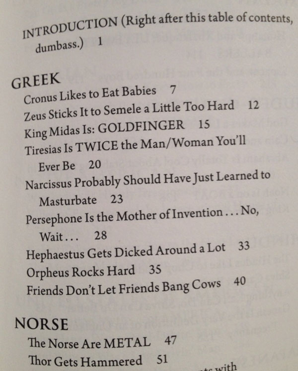 Possibly the greatest table of contents ever
