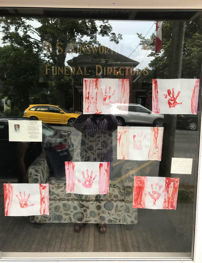 How should we promote our funeral home? "Uhhh children's bloody hand prints?" perfect