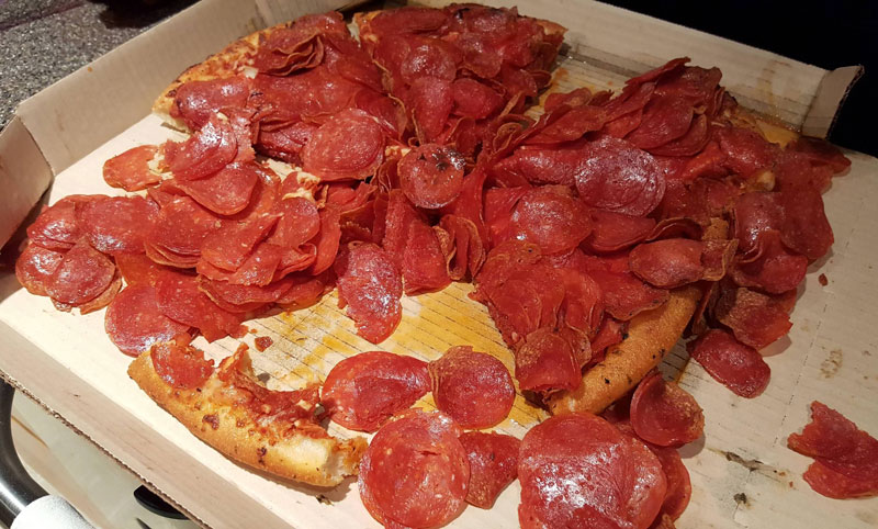 Asked for extra pepperoni. Pizza Hut got the memo